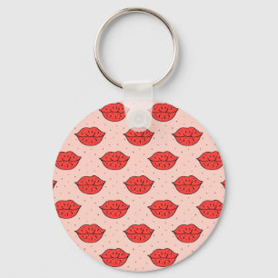 Llavero labios personalizados: patrón de doodle feminista.