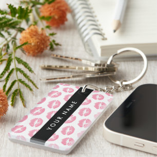 Llavero Labios rosados, besos, pintalabios, tu nombre, per