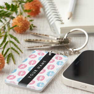 Llavero Labios rosados, labios azules, besos, tu nombre, p