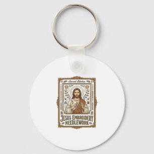 Llavero Labor de aguja bordada Jesús Labor de aguja bordad