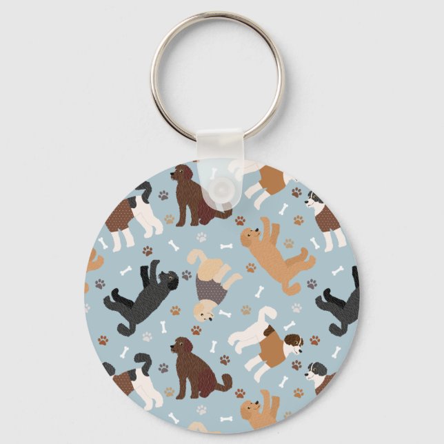 Llavero Labradoodle / Goldendoodle Bones y Pastas (Anverso)