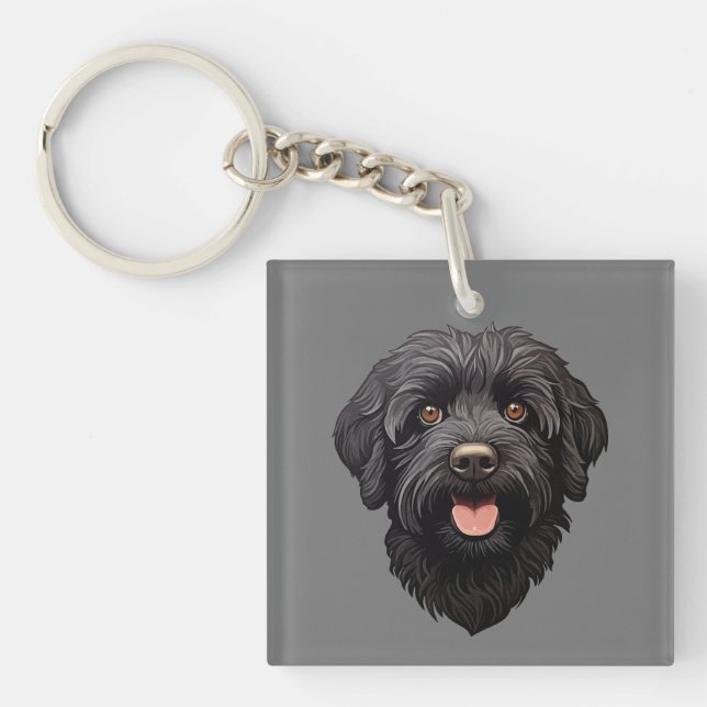 Llavero Labradoodle Perro Negro (Frente)