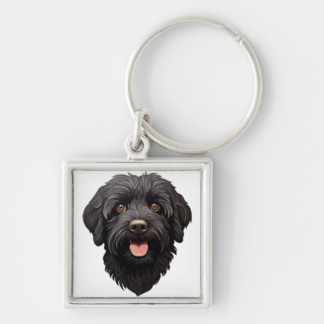 Llavero Labradoodle Perro Negro (Frente)