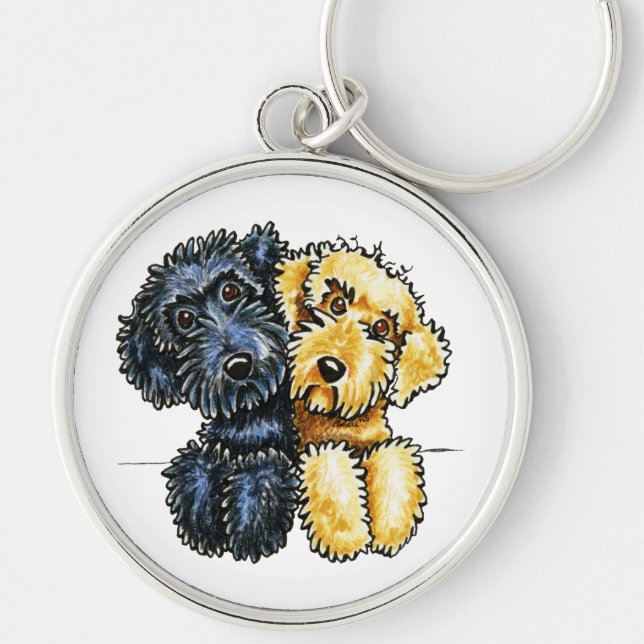 Llavero Labradoodles Amarillo negro alineado (Frente)