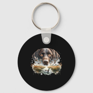 Llavero Labrador con pato de caza de pato mallard