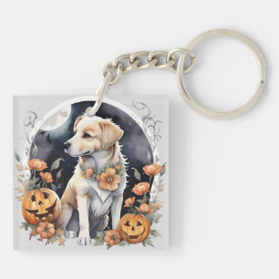 Llavero Labrador Halloween Floral Adorable Fall Mascota