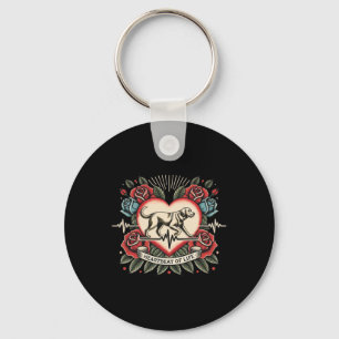 Llavero Labrador Heartbeat Tattoo Rosas Retro Perro Lover 