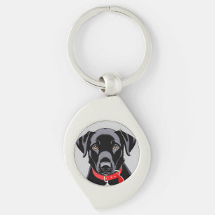 Llavero Labrador negro con collar rojo