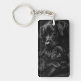 Llavero Labrador negro, padre e hijo, Abrazo de amor