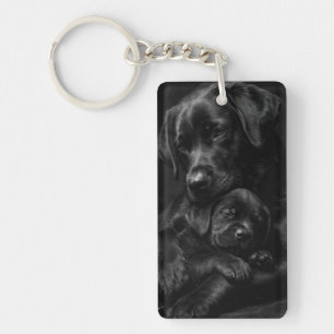 Llavero Labrador negro, padre e hijo, Abrazo de amor