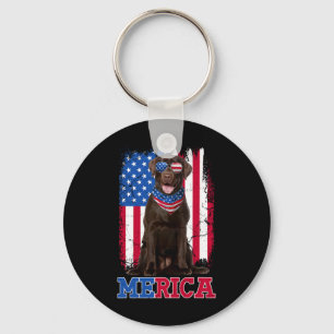 Llavero Labrador Patriótico 4 De Julio Usa Choco Patriótic
