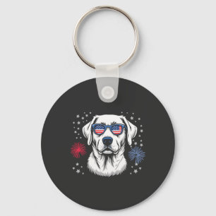 Llavero Labrador patriótico con gafas de USA