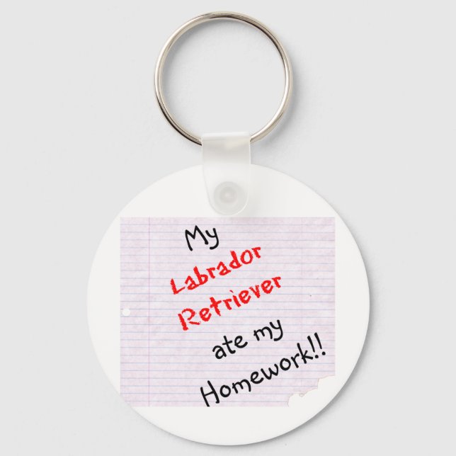 Llavero Labrador Retriever Ate My Homework Keychain (Anverso)