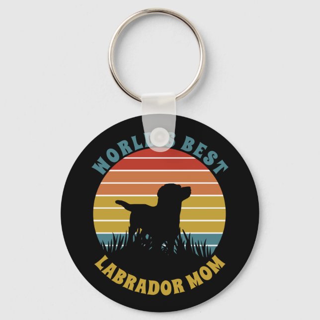 Llavero Labrador Retro Sunset Personalizado (Anverso)