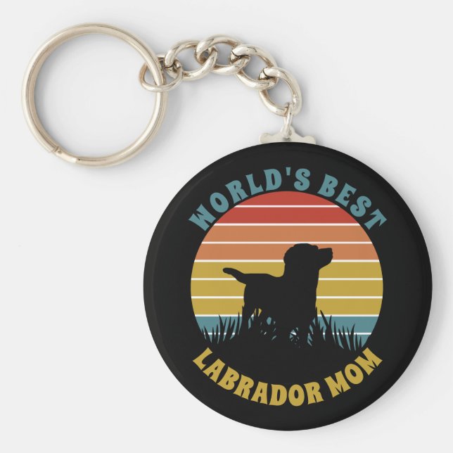 Llavero Labrador Retro Sunset Personalizado (Frente)
