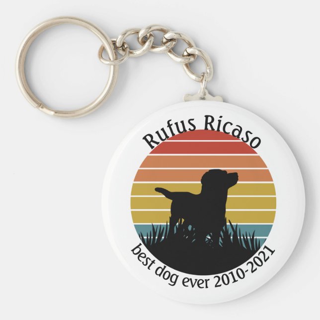 Llavero Labrador Retro Sunset Personalizado (Frente)