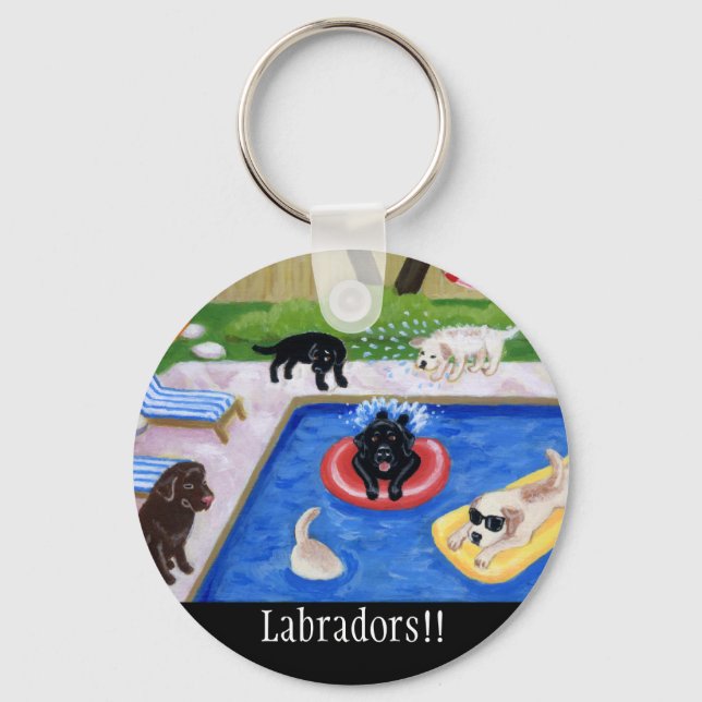 Llavero Labradors Fiesta de Pool (Anverso)
