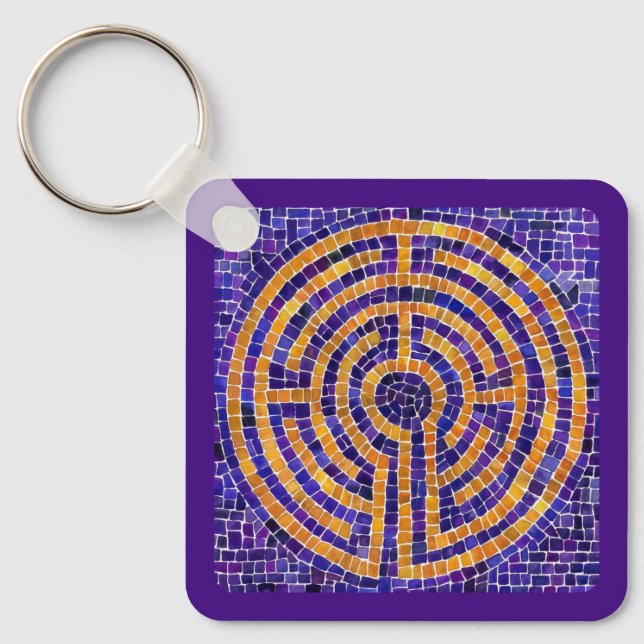 Llavero LABYRINTH MOSAIC Square Keychain Metalizado (Anverso)