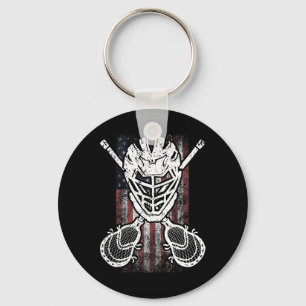 Llavero Lacrosse American Flag Stick Y Helmet Funny Gift