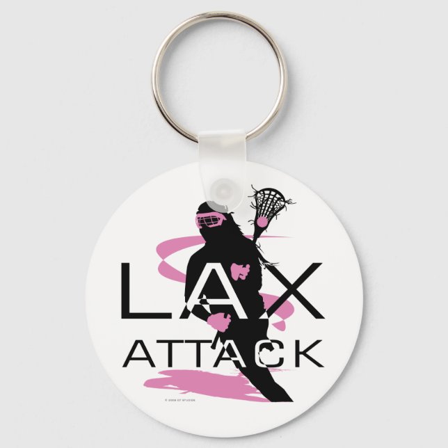 Llavero Lacrosse Chicas LAX Ataque rosa (Anverso)