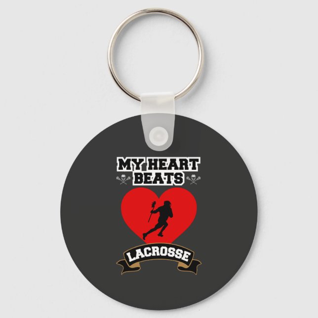 Llavero Lacrosse Heart Male Player Sport Passion Love (Anverso)