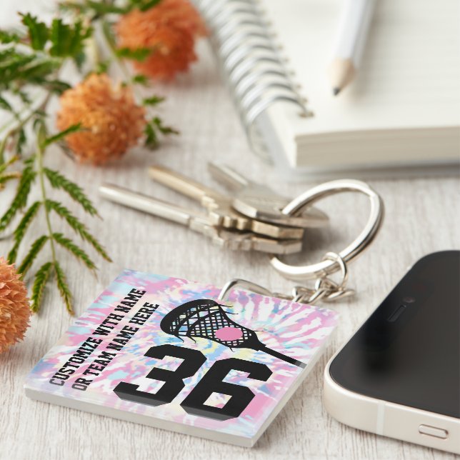 Llavero Lacrosse Jersey Número de equipo Nombre deportivo (Frente Derecha)