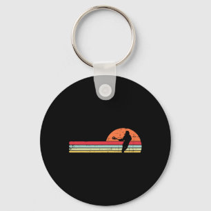 Llavero Lacrosse Player Silhouette Sunset Retro Lax Hombre