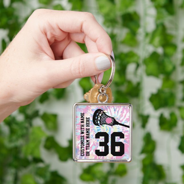 Llavero Lacrosse Sports Jersey Número de equipo Nombre Gir (Mano)