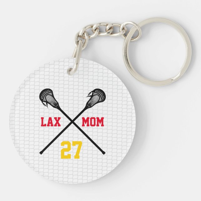 Llavero Lacrosse Sticks Lax Mom Player Number Net Fan Club (Atrás)