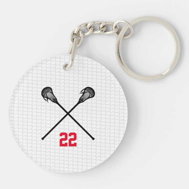 Llavero Lacrosse Sticks Player Number Sports Coach Fun (Atrás)