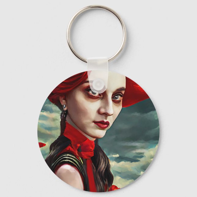 Llavero Lady of the Poppy Flowers fantasía arte original (Anverso)