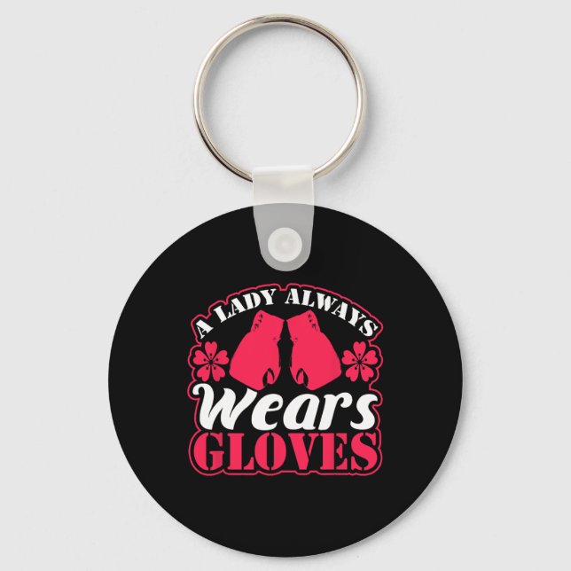Llavero Lady Viste Guantes de boxeo Luchando contra el gim (Anverso)