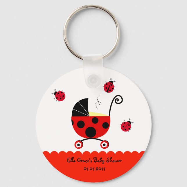 Llavero Ladybug Baby Shower Party Favor Keychains (Anverso)