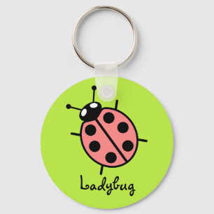 Llavero Ladybug del vector rojo (fondo verde)