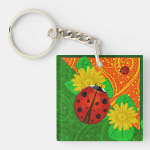 Llavero Ladybug Whimsey 3D Folk Art