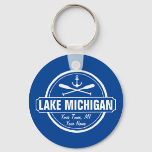 Llavero Lago Michigan, ciudad personalizado, nombre, ancla