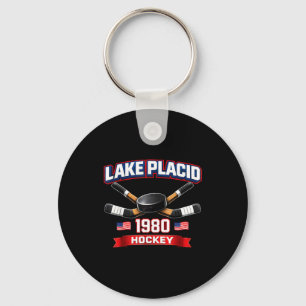 Llavero Lago placid 1980 hockey vintage puck EE. UU. nueva