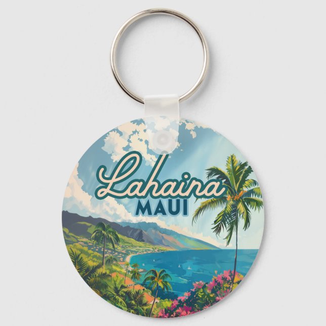 Llavero Lahaina Maui Hawaii Beach Coast Retro (Anverso)