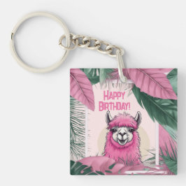 Llavero Lama sonriente rosa feliz