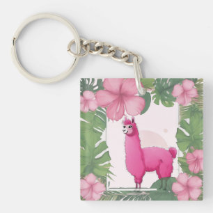 Llavero Lama sonriente rosa feliz