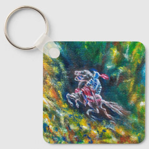 LLAVERO LANCELOT DE NOCHE, CABALLO EN BOSQUE VERDE