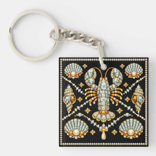 Llavero Langosta de lujo con diseño estampado con joyas de