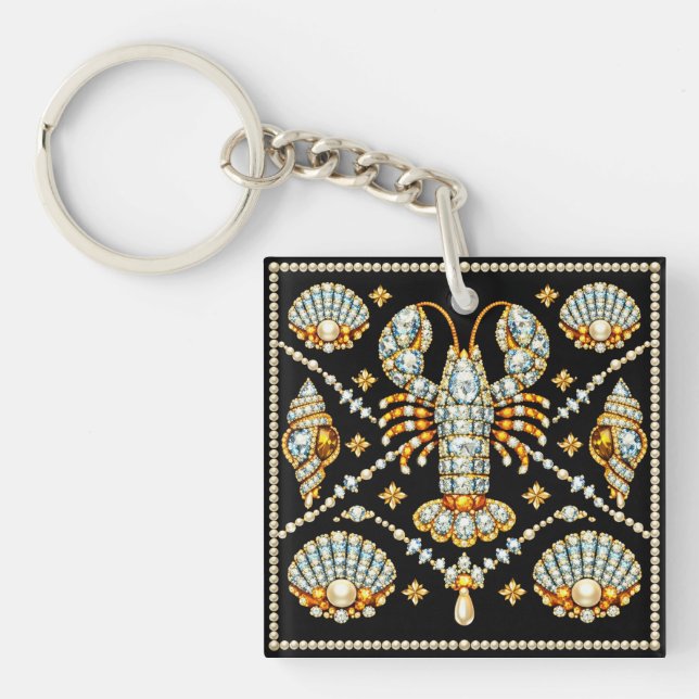 Llavero Langosta de lujo con diseño estampado con joyas de (Frente)
