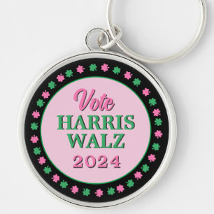 Llavero Lanza verde rosa 2024 Vote Harris Walz