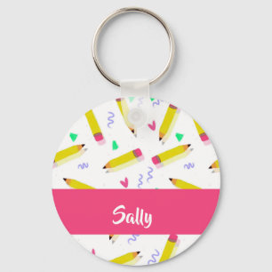 Llavero Lápices amarillos y raspones en blanco