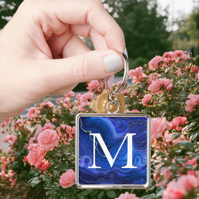 Llavero Lapis Lazuli Monogramado (Monogrammed Lapis Lazuli Keychain)