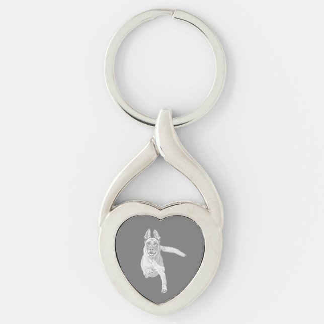 Llavero Lápiz Belga Malinois Heart Key Chain (Anverso)