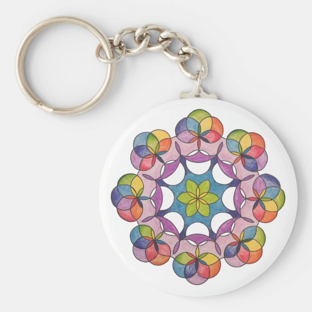 Llavero Lápiz colorido dibujado Mandala geométrica espirit (Frente)