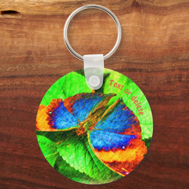 Llavero Lápiz de mariposa azul personalizado (Anverso)