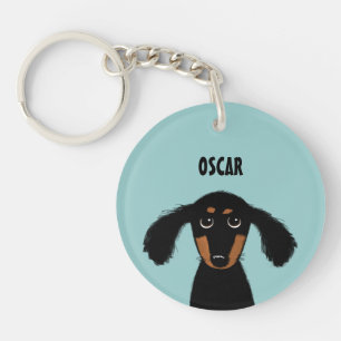 Llavero Larga acariciada Dachshund con texto Personalizado